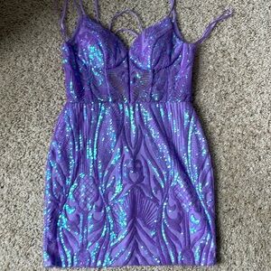 Lilac Corset Back Tight Glitter Homecoming Dress. Size 10.